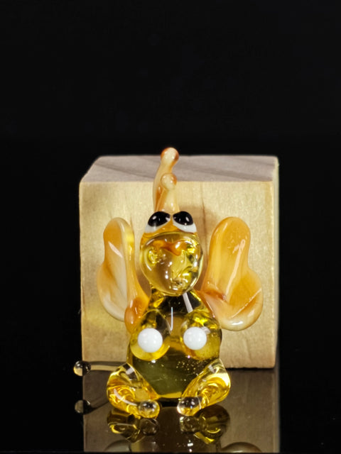 Amber/Ivory Glass Dragon Figurine, Handmade Murano Quality Design - Small