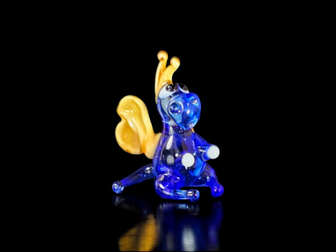 Blue/Ivory Glass Dragon Figurine, Handmade Murano Quality Design - Small