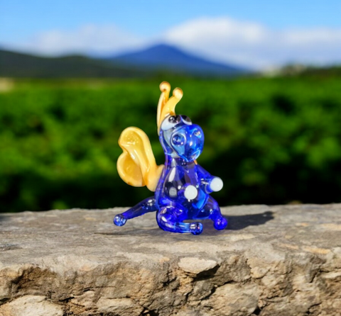 Blue/Ivory Glass Dragon Figurine, Handmade Murano Quality Design - Small