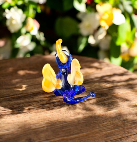 Blue/Ivory Glass Dragon Figurine, Handmade Murano Quality Design - Small