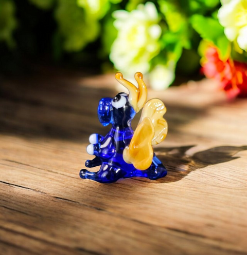 Blue/Ivory Glass Dragon Figurine, Handmade Murano Quality Design - Small