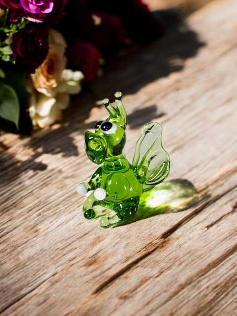 Green Glass Dragon Figurine, Handmade Murano Quality Design - Small