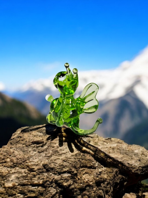 Green Glass Dragon Figurine, Handmade Murano Quality Design - Small