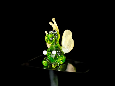 Green/Ivory Glass Dragon Figurine, Handmade Murano Quality Design - Small