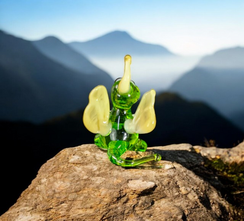 Green/Ivory Glass Dragon Figurine, Handmade Murano Quality Design - Small