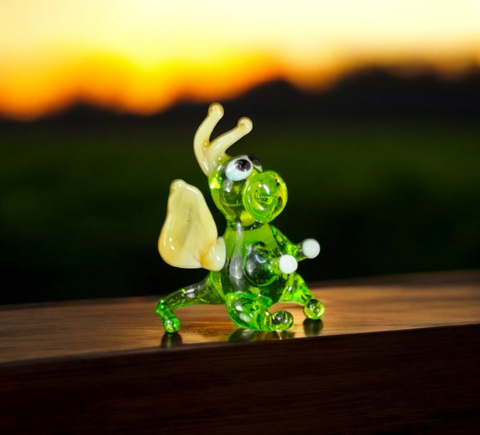 Green/Ivory Glass Dragon Figurine, Handmade Murano Quality Design - Small