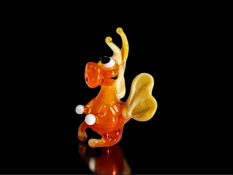 Orange/Ivory Glass Dragon Figurine, Handmade Murano Quality Design - Small