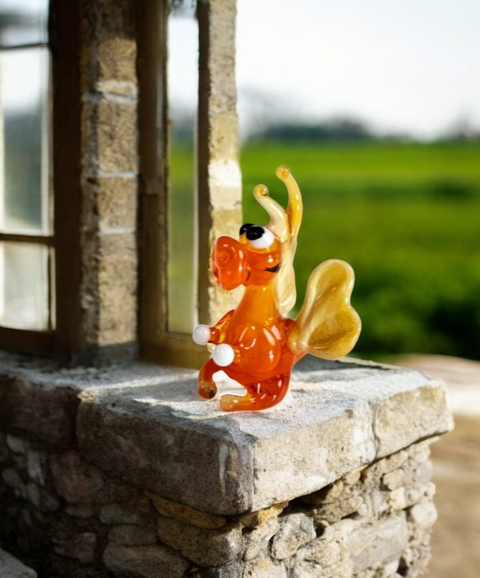 Orange/Ivory Glass Dragon Figurine, Handmade Murano Quality Design - Small