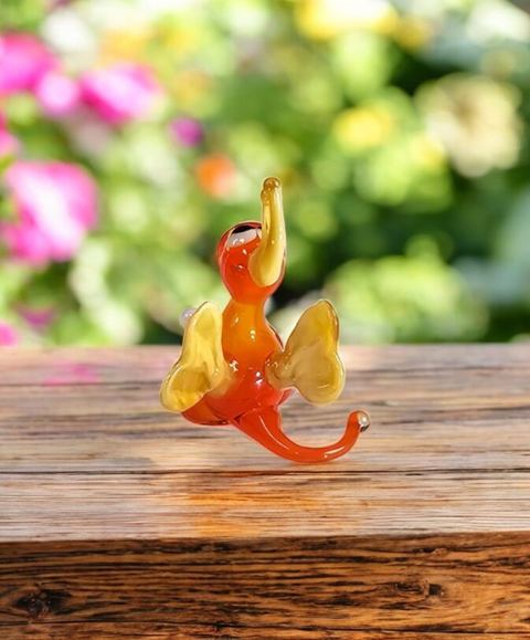 Orange/Ivory Glass Dragon Figurine, Handmade Murano Quality Design - Small