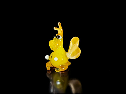 Yellow/Ivory Glass Dragon Figurine, Handmade Murano Quality Design - Small