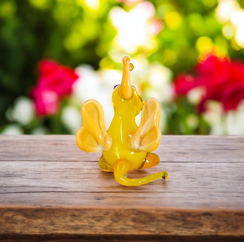 Yellow/Ivory Glass Dragon Figurine, Handmade Murano Quality Design - Small