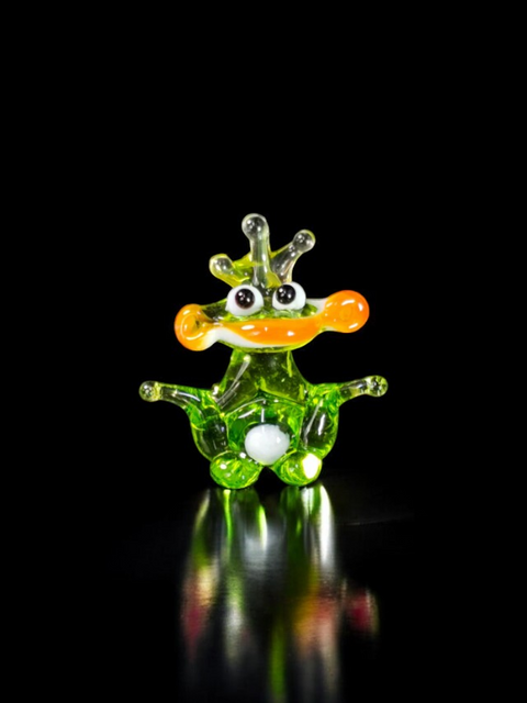 Glass Frog With Crown Figurine, Handmade Murano Quality Design - Small