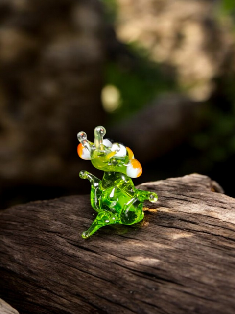 Glass Frog With Crown Figurine, Handmade Murano Quality Design - Small