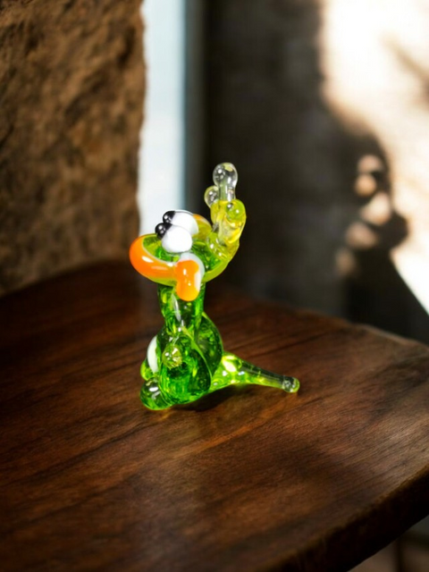 Glass Frog With Crown Figurine, Handmade Murano Quality Design - Small