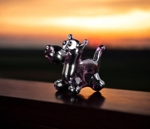 Purple Glass Scotty Dog Figurine, Handmade Murano Quality Design - Small