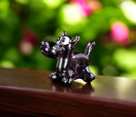 Purple Glass Scotty Dog Figurine, Handmade Murano Quality Design - Small