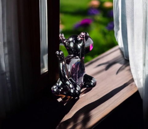 Purple Glass Scotty Dog Figurine, Handmade Murano Quality Design - Small