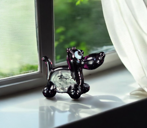 Purple Glass Scotty Dog Figurine, Handmade Murano Quality Design - Small