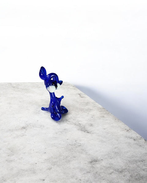 Blue Glass Rabbit Figurine, Handmade Murano Quality Design - Small