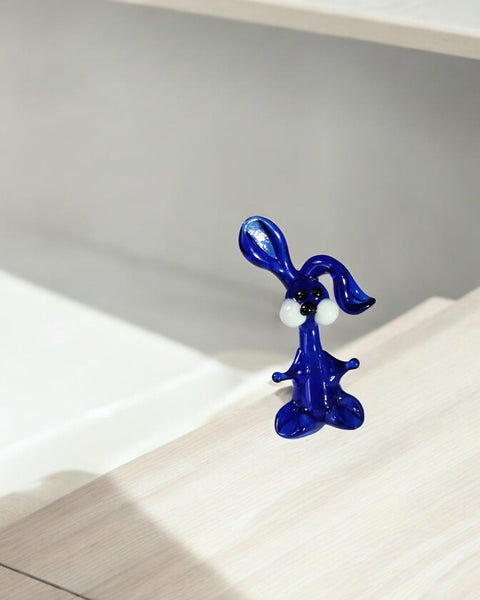 Blue Glass Rabbit Figurine, Handmade Murano Quality Design - Small