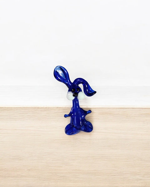 Blue Glass Rabbit Figurine, Handmade Murano Quality Design - Small