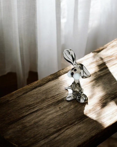 Clear Glass Rabbit Figurine, Handmade Murano Quality Design - Small