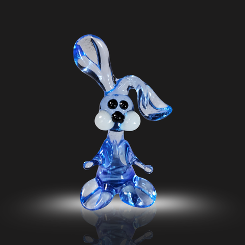 Light Blue Rabbit Figurine, Mini Glass Murano Quality Lampworking Glass Figurine, Hand Made In Ukraine, A Great Addition To Your Collection