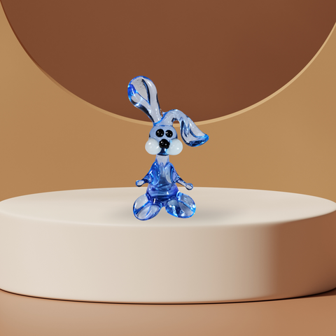 Light Blue Rabbit Figurine, Mini Glass Murano Quality Lampworking Glass Figurine, Hand Made In Ukraine, A Great Addition To Your Collection