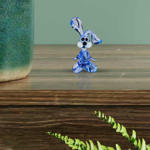 Light Blue Rabbit Figurine, Mini Glass Murano Quality Lampworking Glass Figurine, Hand Made In Ukraine, A Great Addition To Your Collection
