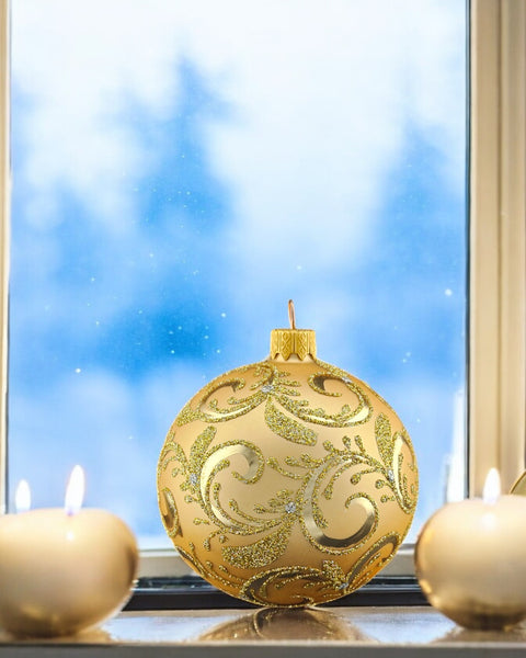 Gold Blown Glass Ornament - Handcrafted - Hand Made - Modern Design