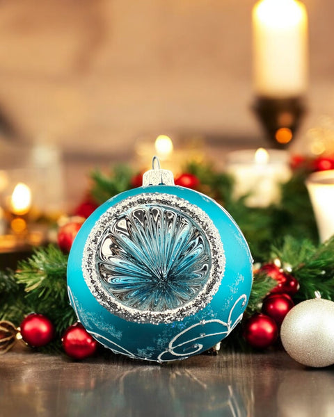 Aqua Blown Glass Ornament -  Aqua Refractor Design