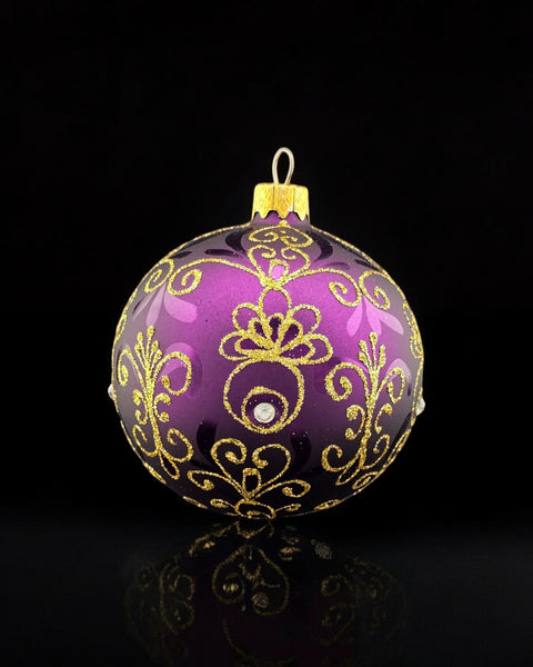 Purple Blown Glass Ornament - Handcrafted - Pineapple  Design