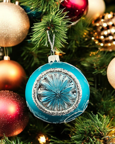 Aqua Blown Glass Ornament -  Aqua Refractor Design