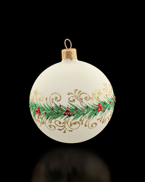 White Blown Glass Ornament - Handcrafted - Green Reef Design