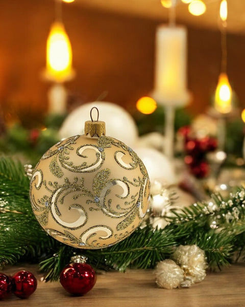 Gold Blown Glass Ornament - Handcrafted - Hand Made - Modern Design