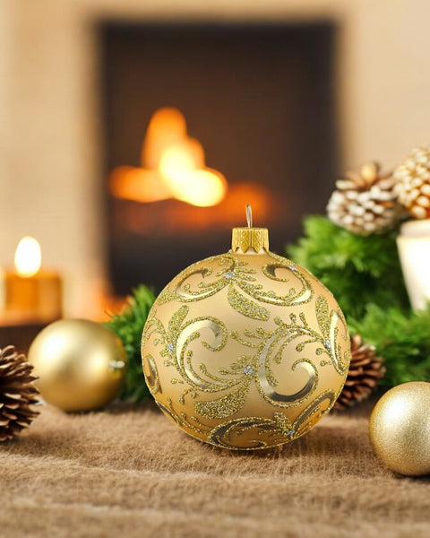 Gold Blown Glass Ornament - Handcrafted - Hand Made - Modern Design