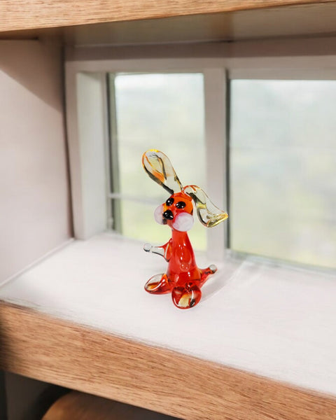 Red Glass Rabbit Figurine, Handmade Murano Quality Design - Small