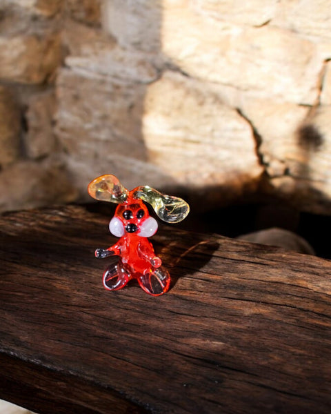 Red Glass Rabbit Figurine, Handmade Murano Quality Design - Small