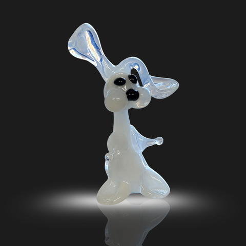 White Rabbit Figurine, Mini Glass Murano Quality Lampworking Glass Figurine, Hand Made In Ukraine, A Great Addition To Your Collection