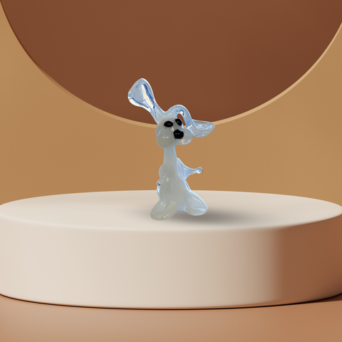White Rabbit Figurine, Mini Glass Murano Quality Lampworking Glass Figurine, Hand Made In Ukraine, A Great Addition To Your Collection