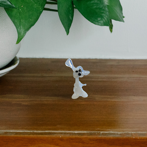 White Rabbit Figurine, Mini Glass Murano Quality Lampworking Glass Figurine, Hand Made In Ukraine, A Great Addition To Your Collection