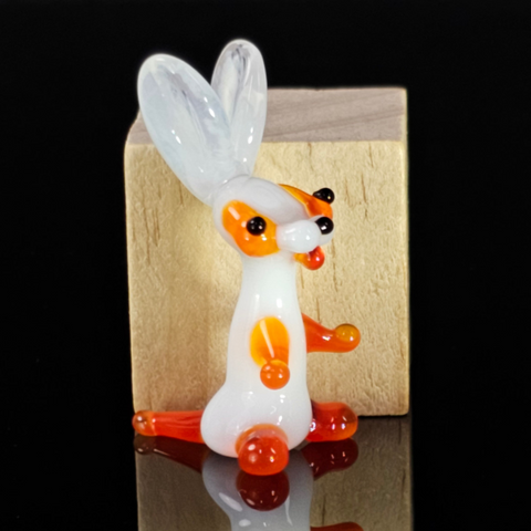 Orange Glass Rabbit  Figurine, Handmade Murano Quality Design - Small