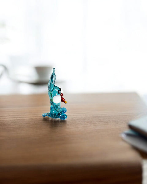 Light Blue Glass Rabbit W Carrot Figurine, Handmade Murano Quality Design - Small