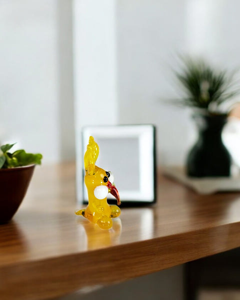 Yellow Glass Rabbit With Carrot Figurine Figurine, Handmade Murano Quality Design - Small