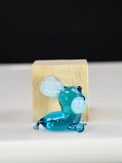 Aqua Bunny Rabbit Figurine, Mini Glass Murano Quality Lampworking Glass Figurine, Hand Made In Ukraine, A Great Addition To Your Collection