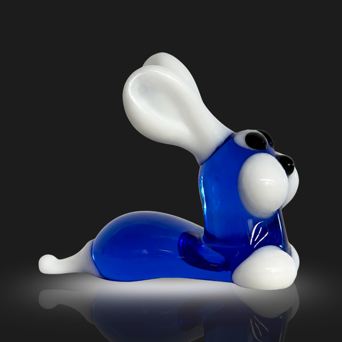 Blue Bunny Rabbit Figurine, Mini Glass Murano Quality Lampworking Glass Figurine, Hand Made In Ukraine, A Great Addition To Your Collection