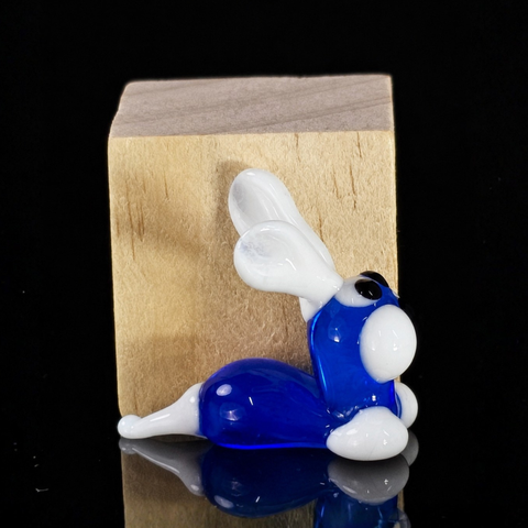 Blue Bunny Rabbit Figurine, Mini Glass Murano Quality Lampworking Glass Figurine, Hand Made In Ukraine, A Great Addition To Your Collection