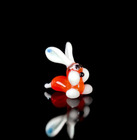 Red Glass Bunny Rabbit Figurine, Handmade Murano Quality Design - Small