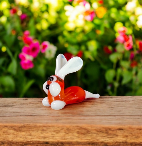 Red Glass Bunny Rabbit Figurine, Handmade Murano Quality Design - Small