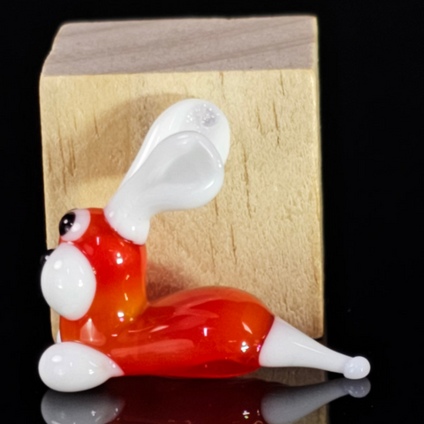 Red Glass Bunny Rabbit Figurine, Handmade Murano Quality Design - Small